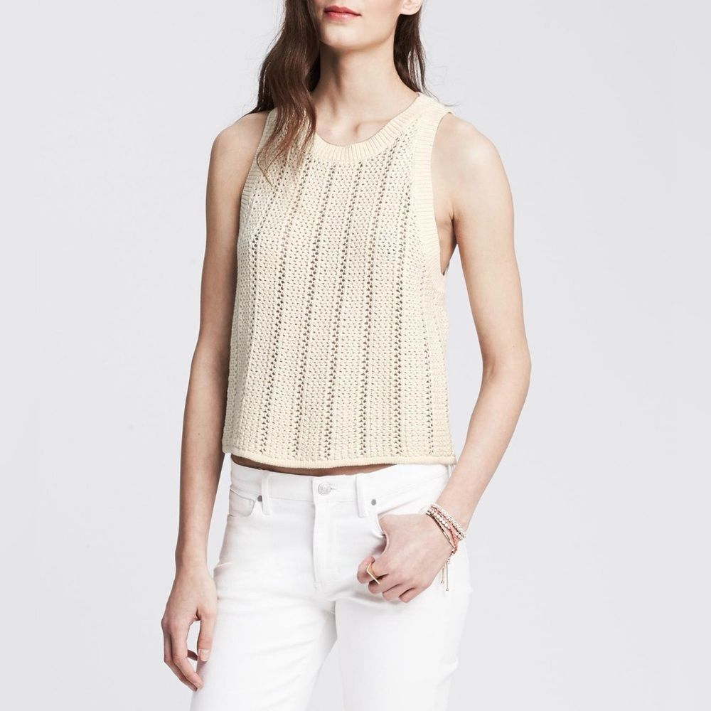 Banana Republic Knit Tank Top in Cream Size XS